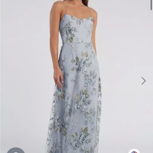 Jenny Yoo Blue Maxi Sundress with Spaghetti Straps